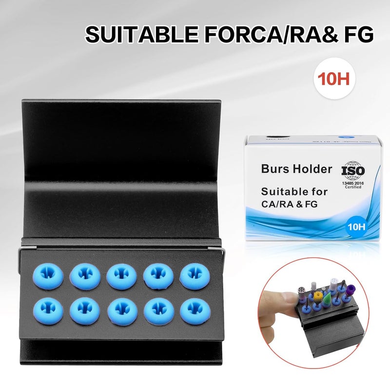EustomA 10 Holes Burs Holder 4pcs/Set Blocks Autoclavable Bur Case (Black) - Image 4